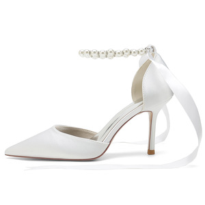 <span class=keywords><strong>Scarpe</strong></span> da <span class=keywords><strong>Sposa</strong></span> da Donna 2025 con Tacco Alto Sottile, Punta Affusolata, Perle Intarsiate e Nastro - Tendenza Moda Estiva Autunnale per <span class=keywords><strong>Sposa</strong></span> e Damigella - Product Image 5
