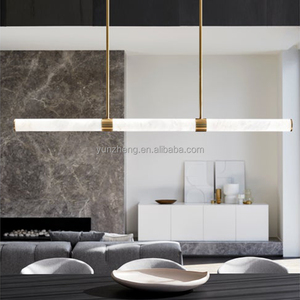 Simple y moderno restaurante Bar isla plataforma alabastro candelabro italiano minimalista decorativo cobre LED 3000K lámpara blanca cálida - Product Image 1