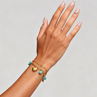 Bracelet en acier inoxydable anti-ternissement avec pendentif cœur pour femme, bracelet à perles bohème, bijoux bohèmes modernes