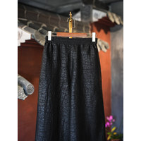 Vêtements originaux pour femmes, style chinois, pantalon large à jambes droites en soie Xiangyun Sha, décontracté, haut de gamme, noir, 5935