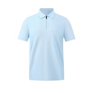 Men's Polo Shirt Cotton Breathable Summer Outdoor Sport Wear Light Blue Short Sleeve - Product Image 5