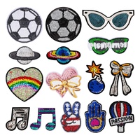 Écusson personnalisé à paillettes brodées Écusson de vêtements Badges Écussons de broderie à repasser Chapeau de vêtements