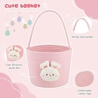 Panier de Pâques personnalisé avec poignée, forme ovale, lapin, corde tressée, cadeau vide, œufs, panier de chasse au trésor pour bébé, en bois