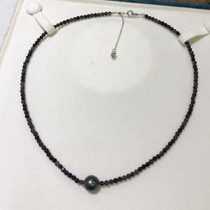 Collar de Plata 925 para Mujer con Espinela Negra y Perla, Joyería de Moda con Cuentas - Product Image 4