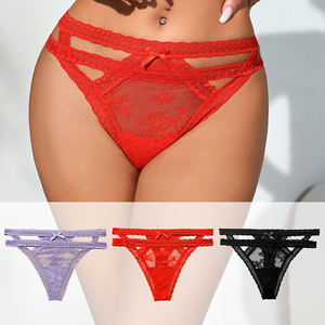 <span class=keywords><strong>Culottes</strong></span> pour femmes respirantes en gros, bretelles croisées spaghetti, confortables, en dentelle, transparentes, <span class=keywords><strong>string</strong></span> en dentelle transparente - Product Image 1