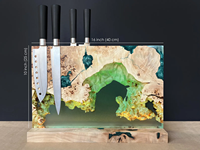Porte-couteau magnétique en bois de ronce époxy bloc de couteaux magnétique présentoir de couteaux pour comptoir organisateur de cuisine maison directe