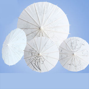 TX111 petit <span class=keywords><strong>dessin</strong></span> à la main <span class=keywords><strong>Parasol</strong></span> blanc bricolage peint chinois blanc papier parapluies personnalisé papier huilé parapluie - Product Image 1