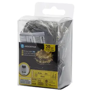 Guirlandes lumineuses LED blanc chaud, fonctionnant sur piles (3 piles AA), 2 m de long, idéales pour la décoration intérieure et - Product Image 2