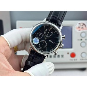 Montre de plongée automatique mécanique de style designer haut de gamme avec affichage de la date, bracelet en cuir de veau, étanche, lumineuse, boîtier en acier inoxydable - Product Image 3