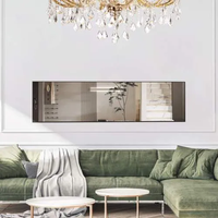 Miroir mural sur pied fait à la main, écologique, avec cadre en bois, verre contemporain décoratif, 21''x64'', transparent