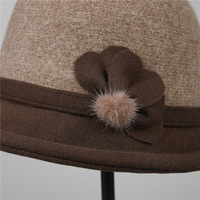 Nuevo y Elegante Sombrero Cloche de Moda Otoño-Invierno para Mujer Mayor, Mezcla de Lana, Ajustable, Cálido, Informal, con Flores
