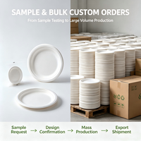 Plateau alimentaire jetable moderne et minimaliste en pulpe de canne à sucre, assiette biodégradable épaissie, compatible micro-ondes, pour salades et repas légers