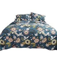 Couvre-lits Patchwork Américains 100% Coton avec Fleurs, Couverture Imprimée Cachemire Faite à la Main, Ensemble Drap de Lit et Taies d'Oreiller en Coton