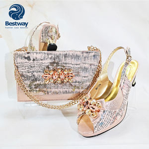 Bestway sepatu perempuan hak 38-43 2.55 inci sepatu pesta dan tas Set sepatu Italia tas tangan wanita - Product Image 6