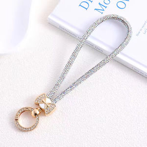 Elegante Pulsera de Metal con Diamantes de Imitación <span class=keywords><strong>para</strong></span> Teléfono Móvil, Correa de Reloj de Cristal Brillante, Pulsera Corta, Cordón <span class=keywords><strong>para</strong></span> Llaves - Product Image 4