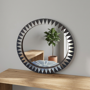 Miroir mural rond géométrique décoratif, accent d'intérieur moderne, miroir élégant et artistique pour la décoration de la maison, pour le salon, la chambre à coucher - Product Image 6