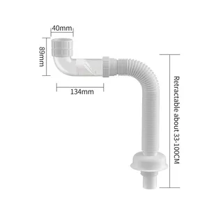 Jinhaoli White Pvc Siphon Replaced Flexible Hose Bathroom Sink Drain With Pipe