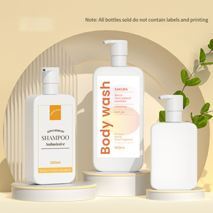 250ml 350ml 500ml Cuadrado PET Rosa Beige Botella de gel de ducha de plástico Botella de Loción de lavado corporal <span class=keywords><strong>vacía</strong></span> para suero para el cuidado de la piel - Product Image 1