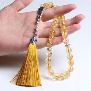Regalo musulmano Puro Naturale Citrino Pietra Islamico di Preghiera Perline Rosario Tesbih Allah Sibha Masbaha <span class=keywords><strong>Tasbih</strong></span> - Product Image 4