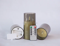 Set Lilin LED Tanpa Api Abu-abu 3 Buah dengan Remote Control untuk Dekorasi Rumah, Halloween, Pernikahan & Pesta