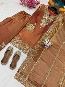 Conjunto de Salwar Kameez de Seda Moderna de Alta Demanda para Mujer, Ropa de Fiesta con Ajuste Regular hasta la Rodilla, Secado Rápido, 26 Colores - Product Image 6