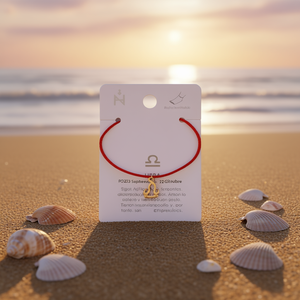 Angelina <b>Libra</b> Anklet Red Cord Gold Plated Stainless Steel Zodiac Jewelry Unisex <b>Gift</b> - Product Image 2