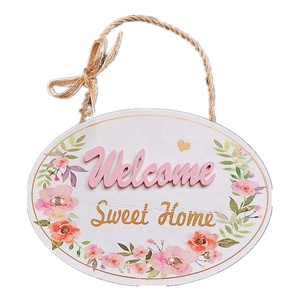 European Style Wooden Doorplate Wood <strong>Welcome</strong> Sign <strong>Board</strong> for Front Door Home Decoration - Product Image 2
