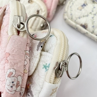 Porte-monnaie sans couture en coton pour filles porte-monnaie à motif floral cerise pour dames porte-cartes matelassé à fermeture éclair pour rouge à lèvres