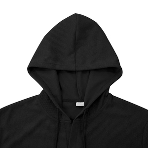 Camiseta de manga corta para hombre para verano, deportes de ocio, camiseta negra de ajuste relajado con Waffle Hoody - Product Image 6