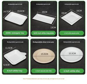 Assiettes jetables rondes personnalisées en bagasse, réutilisables et écologiques pour mariages, fêtes, traiteurs, événements et camping - Product Image 5