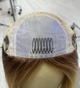 Prothèse capillaire mi-longue blond doré, longue durée, douce, naturelle, avec couverture en dentelle HD transparente, pour les zones clairsemées, pour femmes, pour l'alopécie et les <span class=keywords><strong>cheveux</strong></span> <span class=keywords><strong>gris</strong></span> - Product Image 3