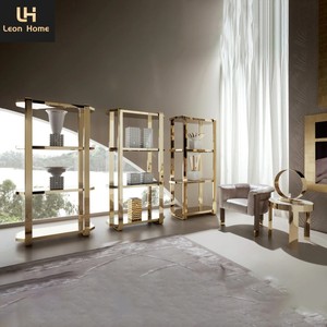 Estantería Moderna de Lujo con Inserto Central y Detalles de Metal de Acero Inoxidable Italiano Personalizable, Multifuncional y Decorativa - Product Image 5