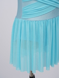 Justaucorps de ballet pour filles avec jupe en maille intégrée, corsage croisé, bretelles spaghetti, robe de danse, tenue de cours, costume de récital, personnalisable - Product Image 4