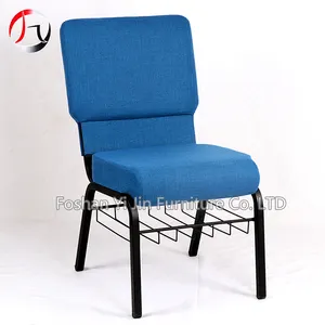 Interlocking Church Chair Royal Blue Fabric Interlocking Metal Upholstered Used Church Auditorium Theater Chair With Bookrack