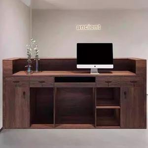 Moderno retrò cabina di accoglienza in legno massello stile coreano nuovo significato negozio di abbigliamento Reception con antico Rattan Bar - Product Image 4