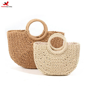 Fashion Handmade Half-Round Woven <b>Straw</b> Customizable Summer Women Messenger <b>Crossbody</b> Small Beach <b>Bag</b> RTS Bulk Mixed Order - Product Image 1
