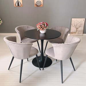 Mesa de <span class=keywords><strong>tulip</strong></span>án blanco nórdico, silla de comedor de tela tapizada moderna elegante, patas de Metal, silla de recepción de ocio negra para comedor en casa - Product Image 4