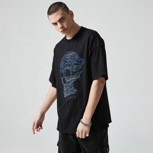 T-shirt pour <span class=keywords><strong>homme</strong></span> en coton 100% avec strass, nouvelle arrivée, style streetwear, tee-shirt surdimensionné avec logo, mode urbaine, t-shirts pour hommes - Product Image 2