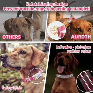 Collares de perro de camuflaje Rosa ajustables suaves de nailon de primera calidad <span class=keywords><strong>Collar</strong></span> de perro táctico resistente impermeable reflectante con soporte Airtag - Product Image 2