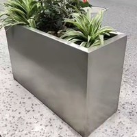 Grand pot de fleurs décoratif d'extérieur - Jardinière de luxe en acier inoxydable imperméable pour jardin et intérieur