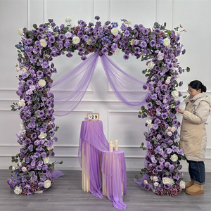 Arco de flores cuadrado personalizable en color neutro, decoración de arco de flores para boda, telón de fondo de flores de seda artificiales para arreglos de boda - Product Image 6