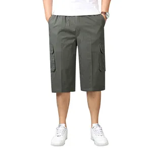 New Arrival Mens Chino Shorts 3/4 Baggy Bermuda ShortとPants 6 Pockets Plus Size Cotton Cargo Shorts