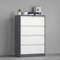 Armoire de rangement compacte en acier avec serrure, unité d'archives de type tiroir en métal pour bureau, style panneau en bois pour le rangement de bureau