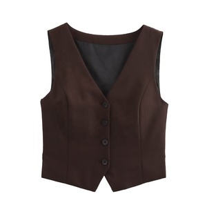 Nuovo Completo da Donna con Gilet Scollo a V Monopetto, Cintura in Vita e Pantaloni a Gamba Larga - Product Image 2