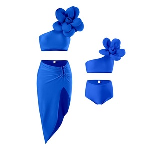 TW-Ensemble de bikini à fleurs 3D avec maillot de bain pour filles, maillots de bain à une épaule pour mère et fille - Product Image 3