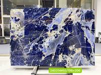 Dalle de Sodalite Naturelle Bleu Royal de Luxe, Pierre Polie pour Mur de Fond de Télévision de Villa et Plan de Travail d'Îlot de Cuisine