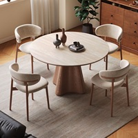 Ensemble de table et chaises de salle à manger rondes pivotantes en marbre et bois massif, design moderne et luxueux, 4, 6 ou 8 places, pour cuisine, salle à manger, meubles de maison