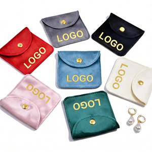 Pochette à bijoux personnalisable en suède doux avec fermeture à pression, emballage cadeau, logo personnalisé pour boucles d'oreilles, bagues, colliers, bracelets - Promotion Cadeau Idéal - Product Image 1