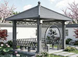 Gazebo de Aluminio para Jardín, Marca Wowcourtyard, Estilo Neoclásico, Color Marrón, para Terraza Exterior, Estilo Antiguo - Product Image 5