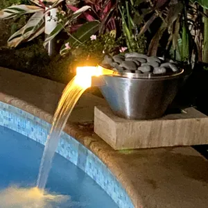Tinteiro de água de fogo de aço inoxidável, tigela de fogo de gás, piscina